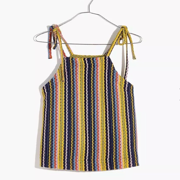 Madewell Tops - NWT Madewell Texture & Thread Tie-Shoulder Tank Top In Rainbow Crochet Size S